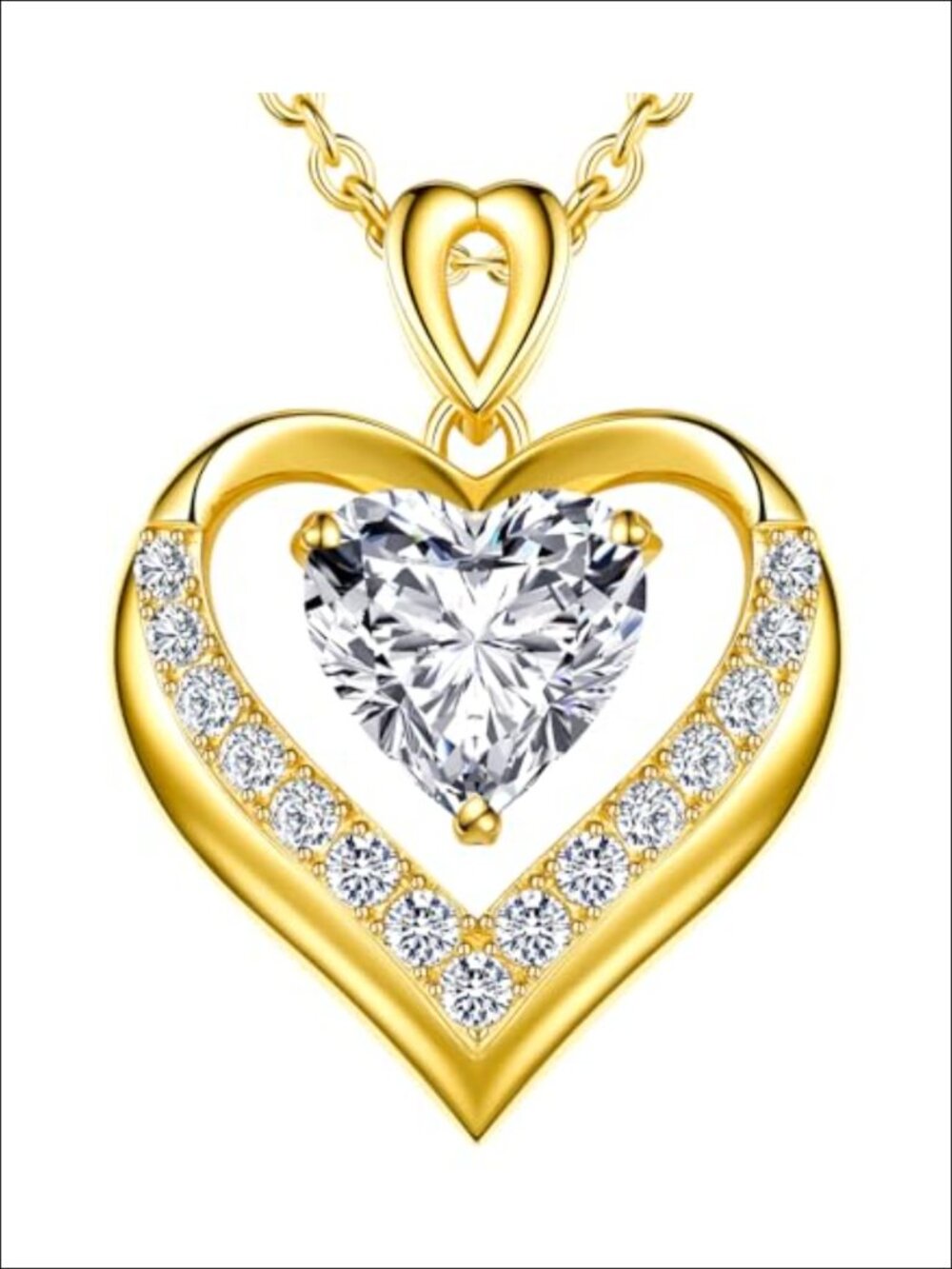 18K Gold Plated S925 Silver 2 Ct Moissanite Heart Pendant Necklace
